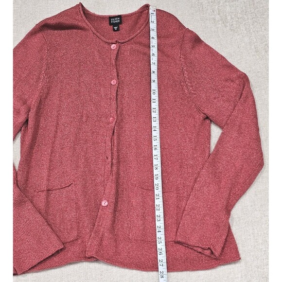 NWOT Eileen Fisher XL Coral Knit Cardigan Sweater Silk/Linen Luxury Lagenlook - Picture 4 of 7